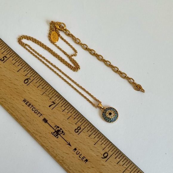 Vintage Joan Rivers Gold Plated Evil Eye Necklace With Swarovski Crystal Stones - Picture 4 of 5